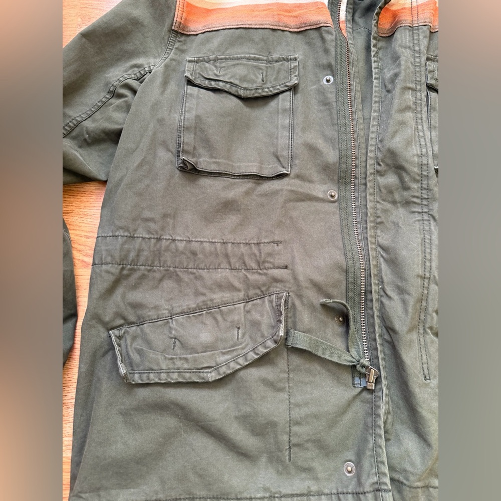 GAP Olive Utility Jacket with Multicolor Stripes Size M - Picture 2 of 10
